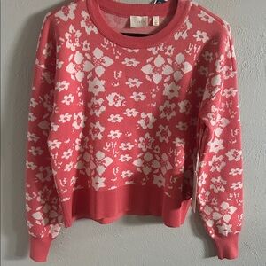 Tag Women's Coral and Cream Floral Sweater
